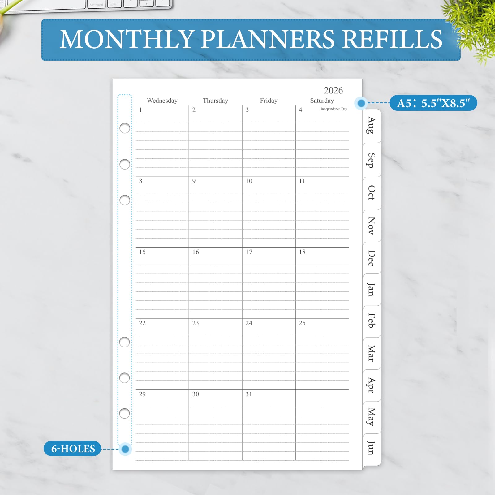 Snapklik.com : Homlive 2024 Monthly Planner Refill, A5 Planner Inserts ...