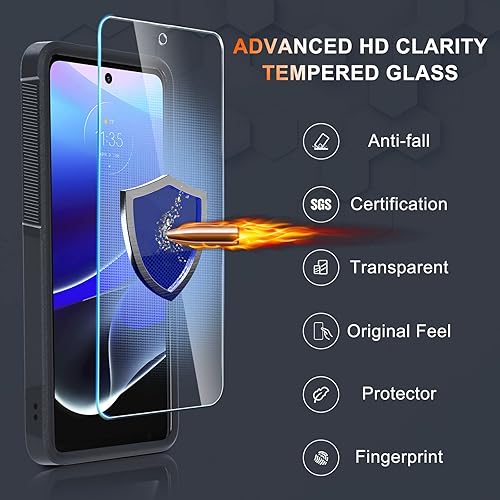 Miniatura 6 de Motorola Moto G Stylus 5G 2022 Funda con protector de pantalla de vidrio templado, resistente, a prueba de golpes, funda protectora de cuerpo