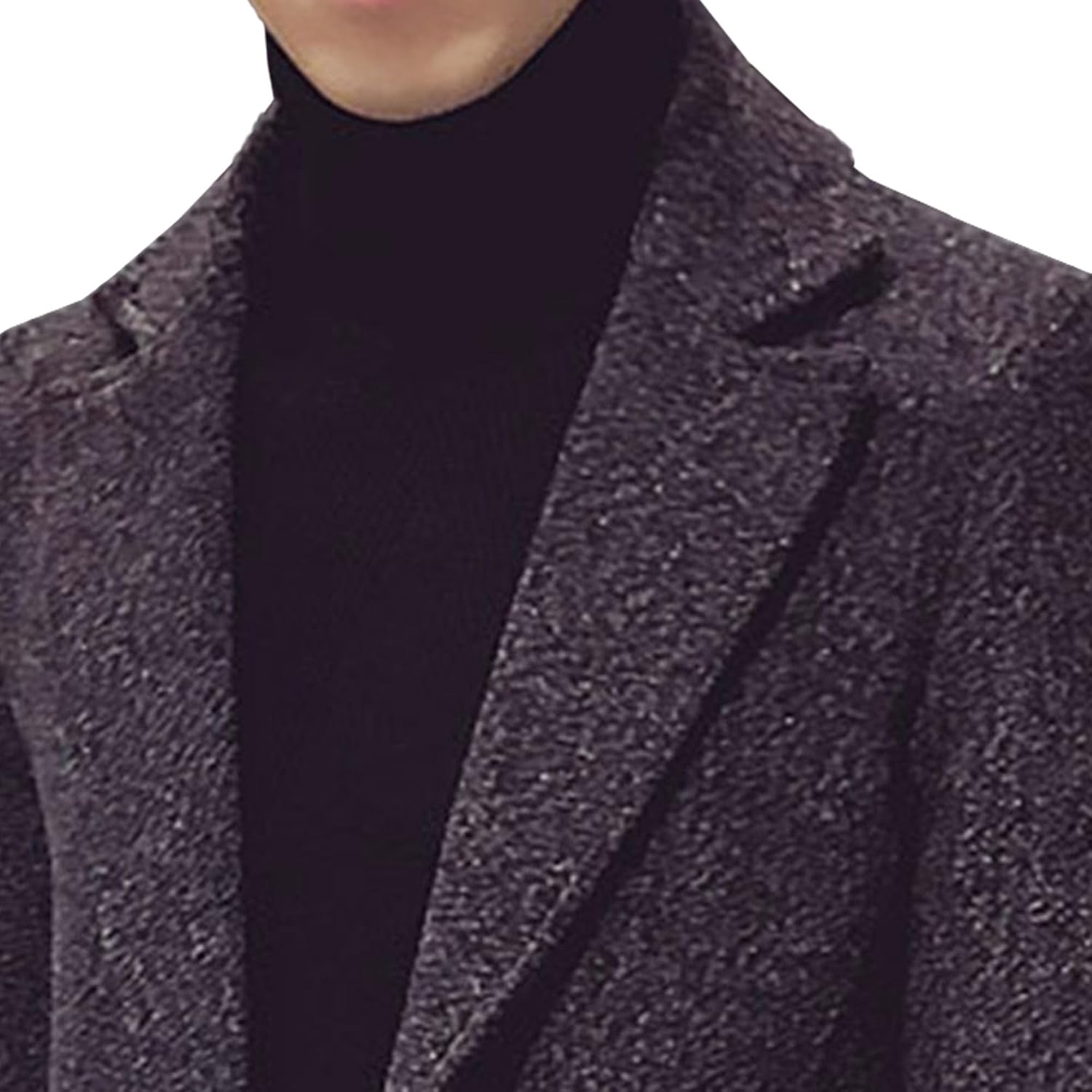 Mens Wool Blend Trench Coat Winter Single Breasted Overcoat Jackets Casual Notch Lapel Pea Coats With Pockets