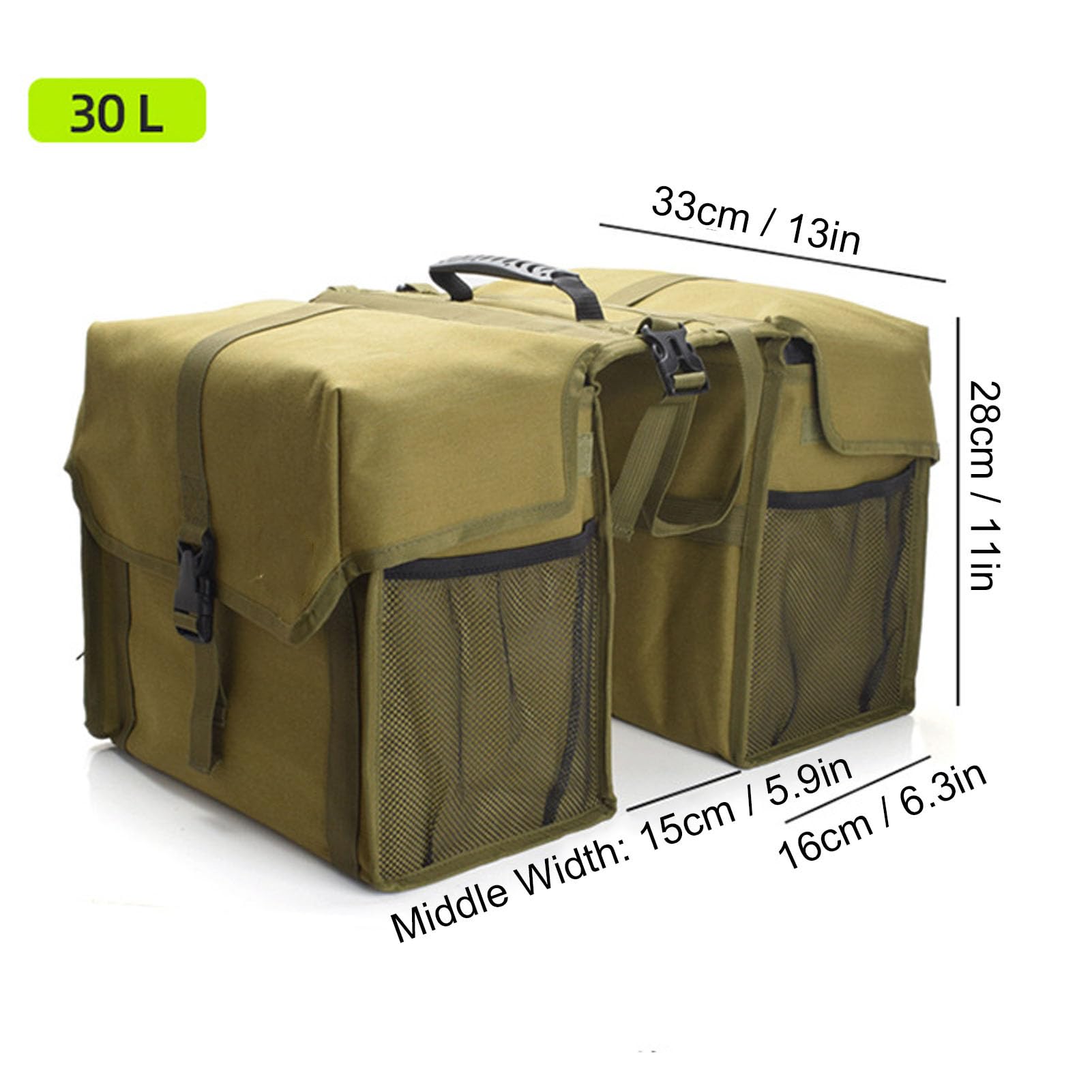 Borse a Doppia Borsa, a Prova di Acqua in Tela per Bagagliaio, Borsa Portaoggetti Doppia con Striscia Riflettente, Borsa Portabiciclette per Bici (30L)