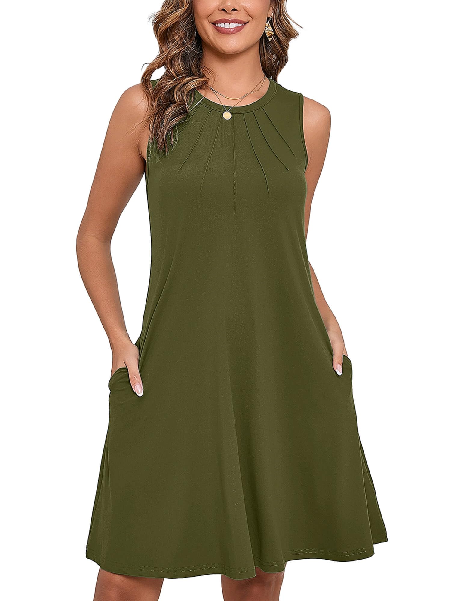 Heymoments Women Sleeveless Summer Beach Dresses with Pockets