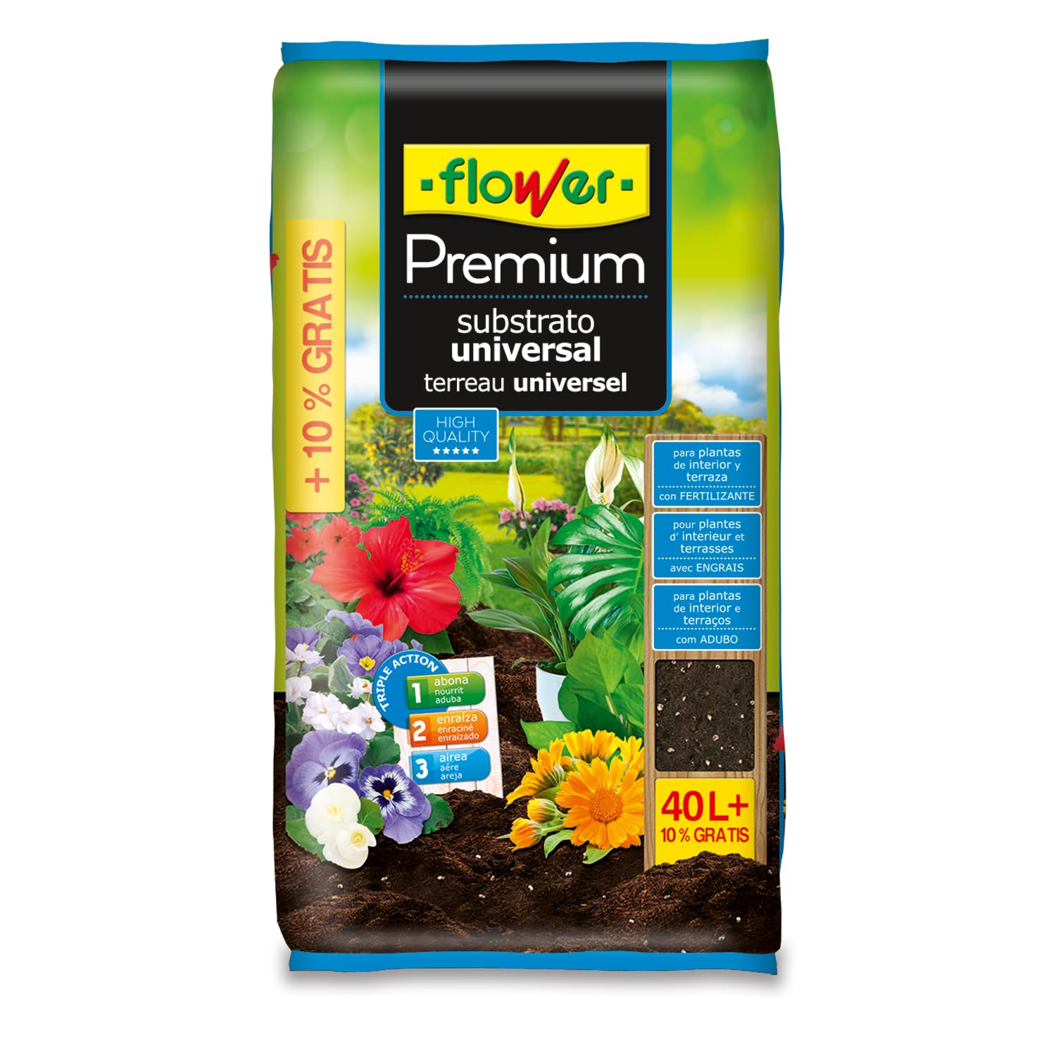 Flower - Sustrato Universal Premium 5 L | Tierra para Plantas Interior y Exterior | con Fibra de Coco y Perlita | Aireación, Drenaje y Enraizado Óptimo — view 4