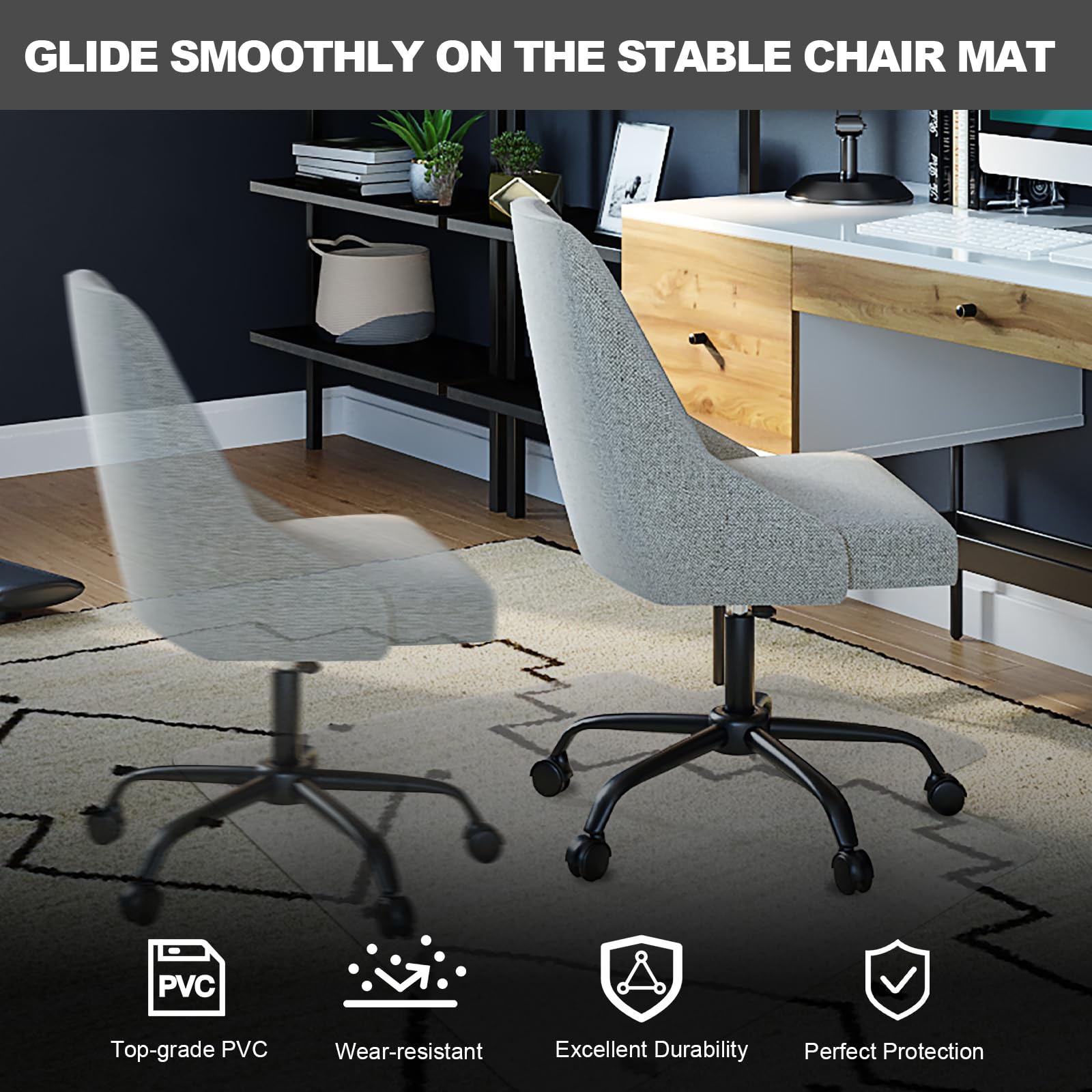 Chair Mat for Carpet- Low Pile 1 4 Thick Carpet Protector for Office Gaming Computer Desk Chair Heavy — view 7