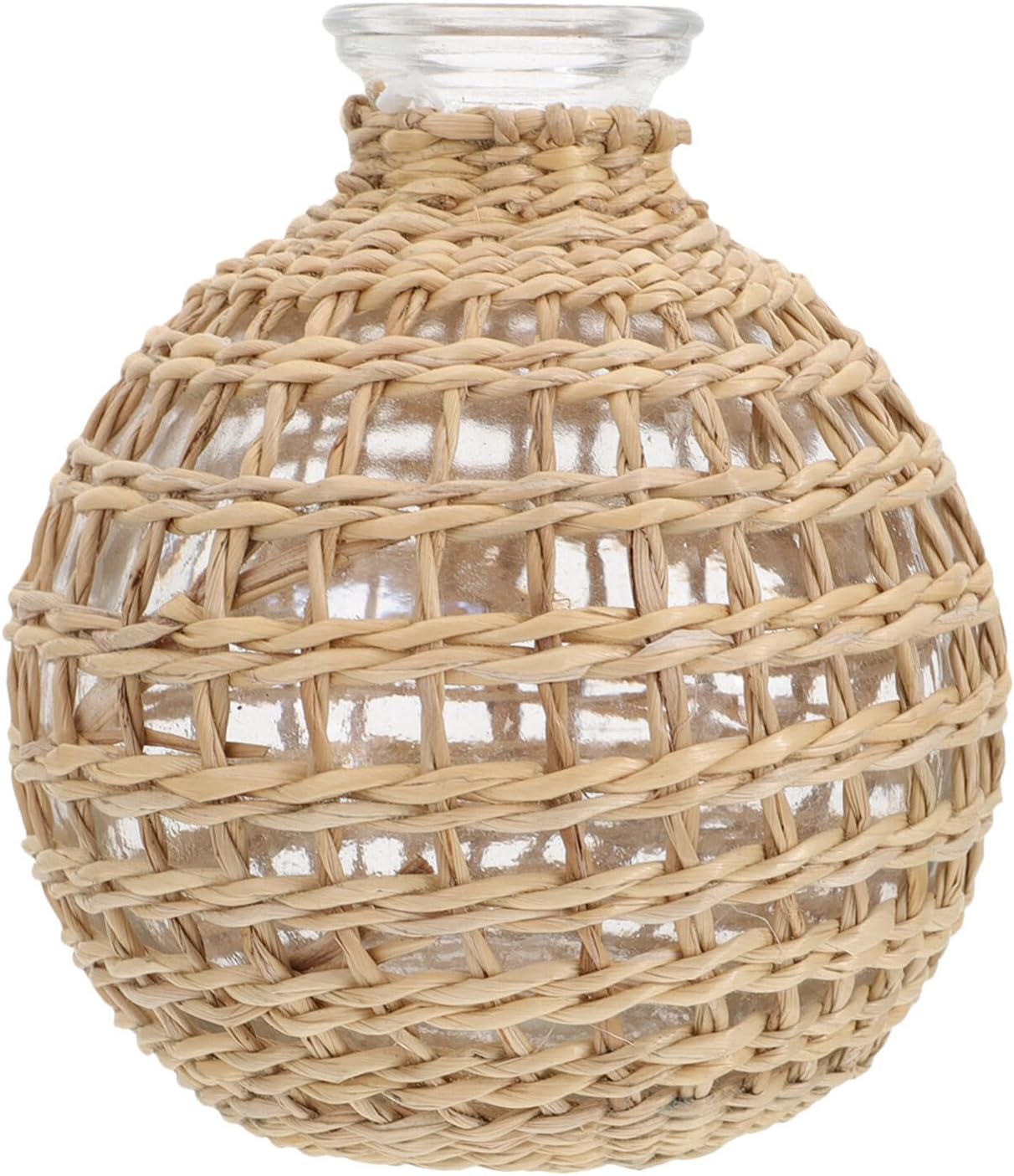 1pc Creative Woven Bottle Light Brown Decorative Dried Flower Vase Unique Weaving Design for Stylish Home Decor and Floral Arrangements