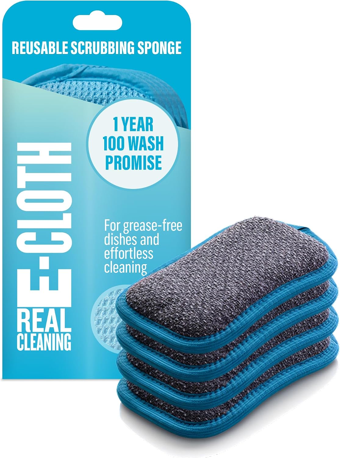 E-Cloth Yıkama pedi, polyester, mavi, 4'lü paket