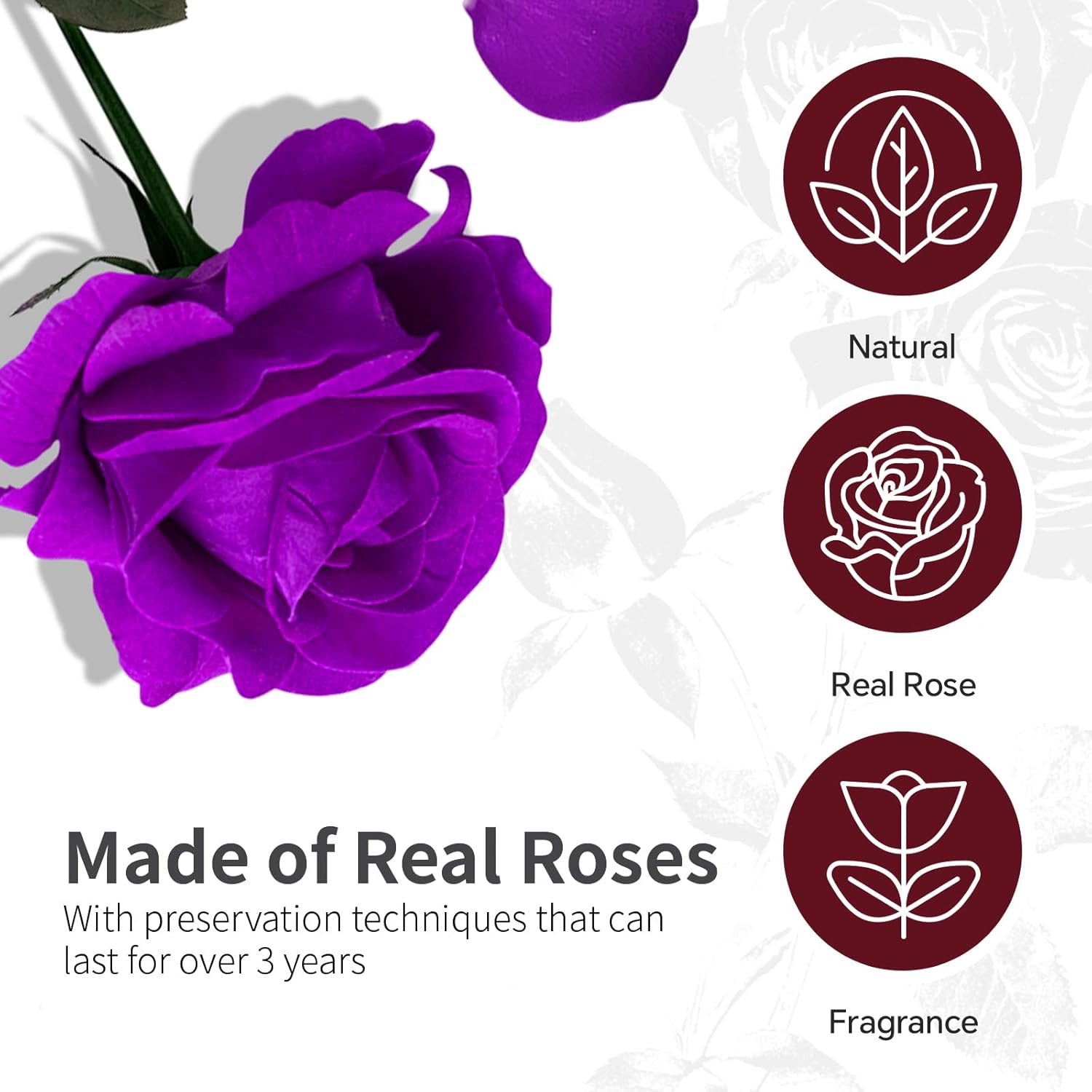 16 Preserved Real Roses in Heart Shape Box, Forever Flowers Gift for Her Women Wife Mom Valentines Day Birthday Anniversary Purple - Image 2