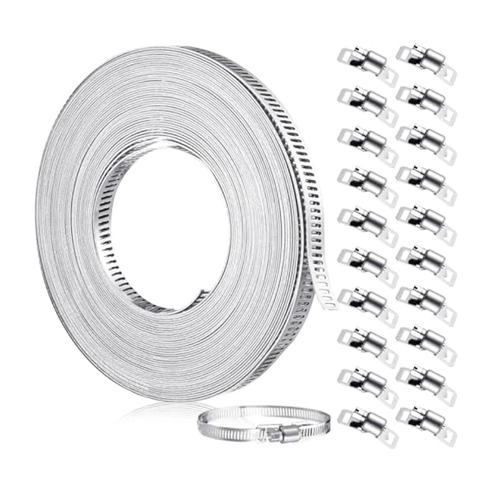 1set Stainless Steel Hose Clamp DIY Metal Strap and Fasteners Adjustable Worm Gear Clamps for Pipe Tube for Tube