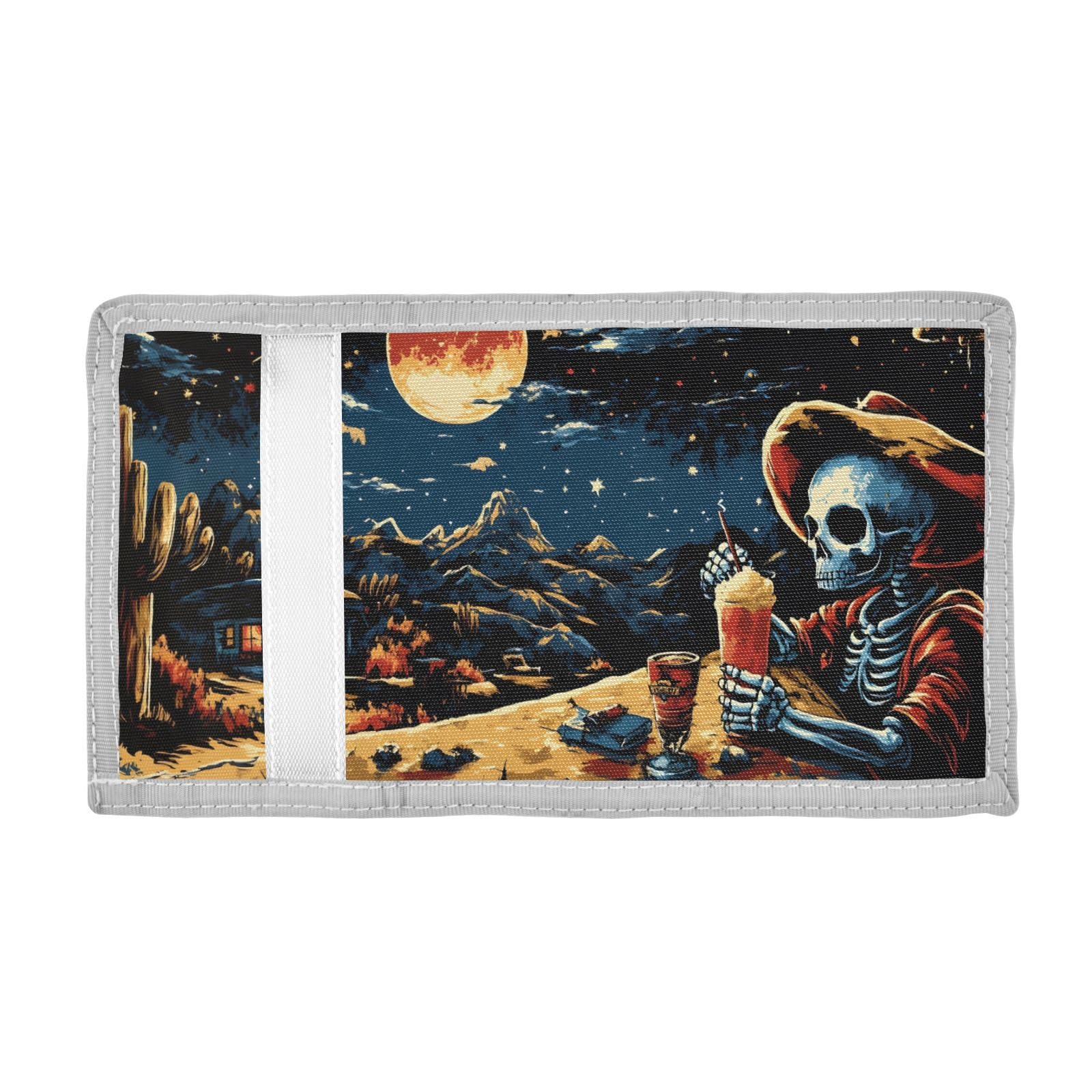 FOLIOSA Kids Wallet for Boys Girls West Town Skull Print Youth Wallet with Zipper Pocket Card Holders, Novelty Wallet 4.9×2.9 in