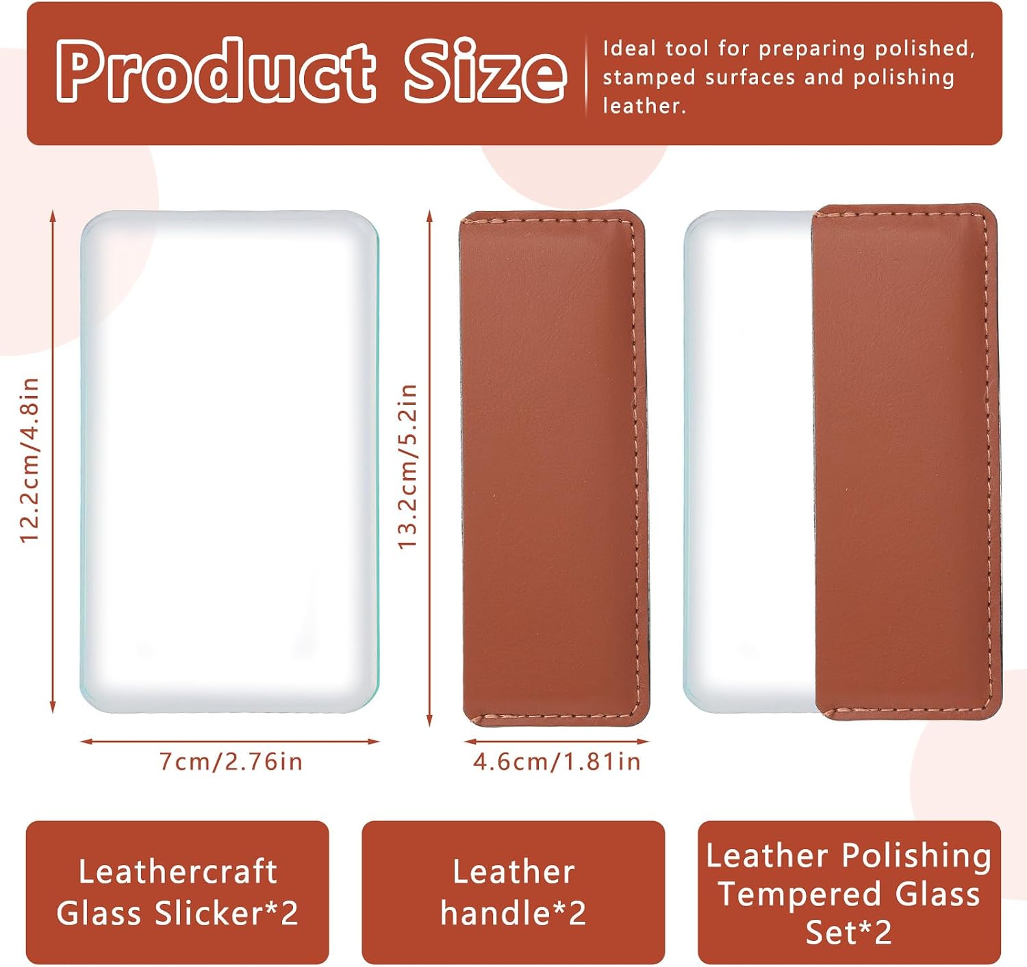 CBHGFEA 2-Pack Glass Slicker for Leathercraft Burnishing Leather Burnishing Tool with Leather Protective Case Glass Slicker for Leathercraft Smoothing