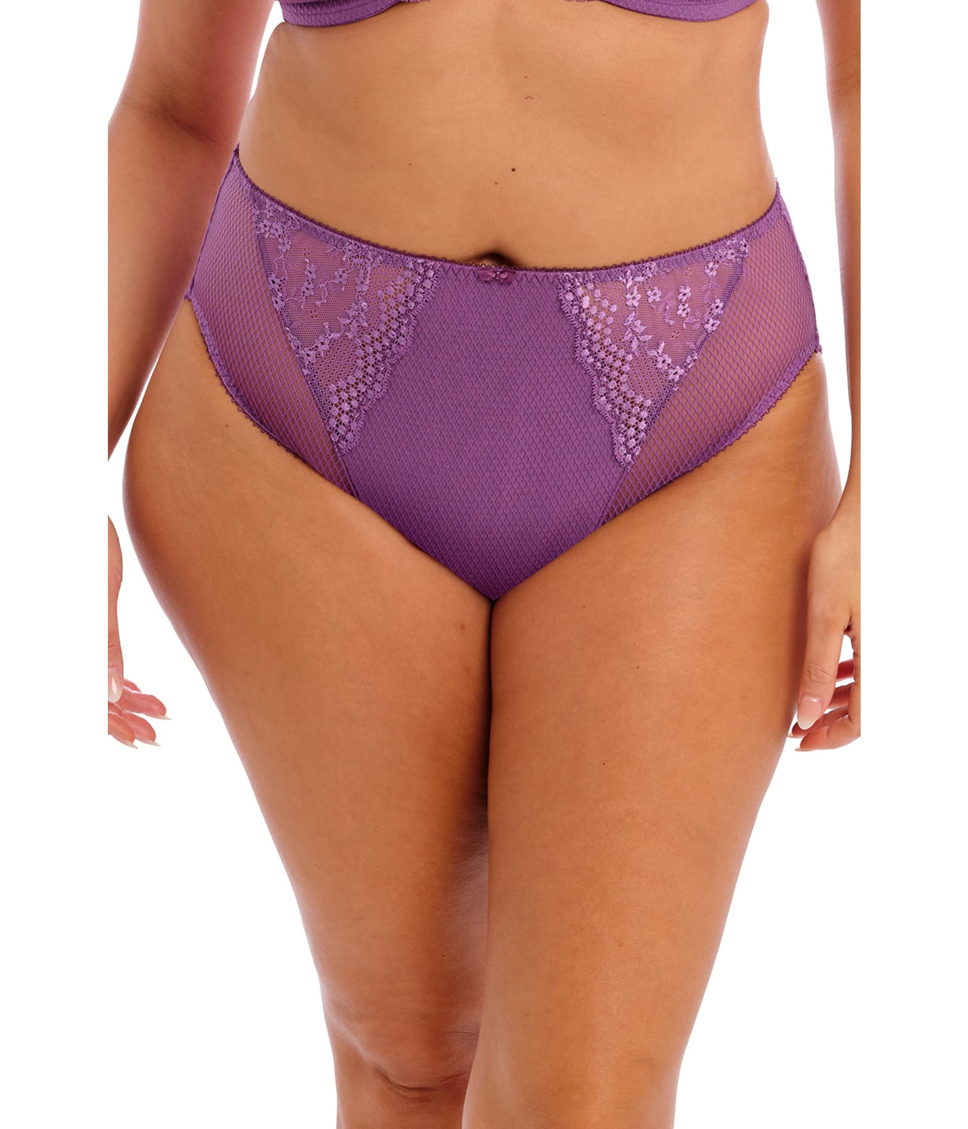 Elomi Women's Charley Waist High Cut Leg Brief Bikini Style Underwear, Pansy, M