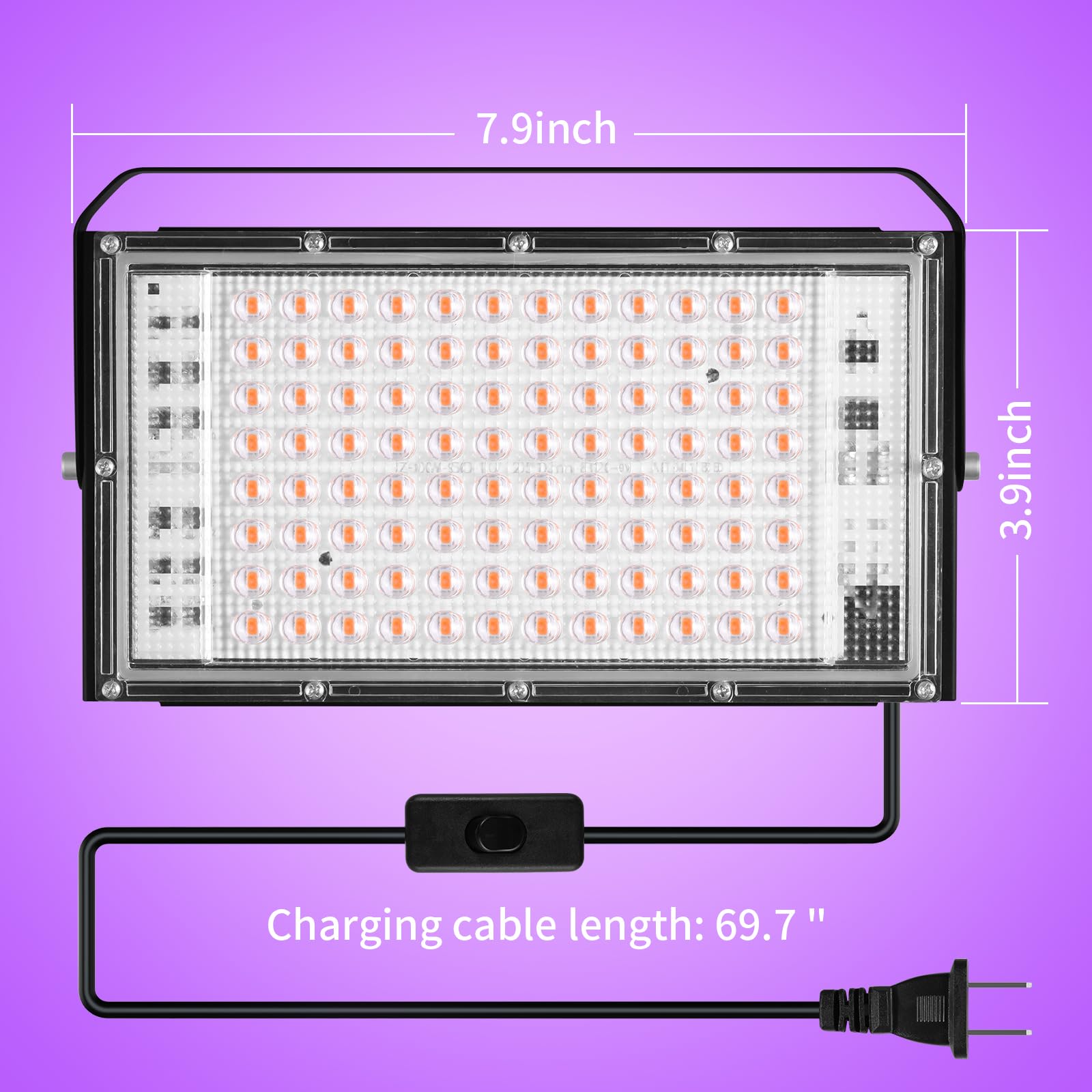 2 Pack 100W Black Lights for Glow Party, Outdoor Black Lights with 96 Lamp Beads, Ambient Light for Home/Halloween Party Plug-in