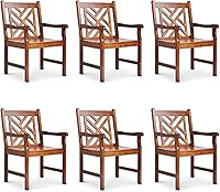 Vista 8 de VINGLI Sillas de comedor al aire libre, sillas de patio de madera resistente de 330 libras con respaldo cómodo, sillas de comedor de madera maciza