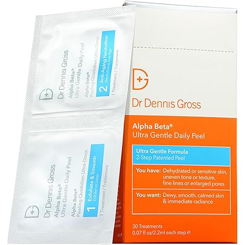Dr. Dennis Gross Alpha Beta Ultra Gentle Daily Peel: for Dehydrated or Sensitive Skin, Uneven Tone or Texture, Fine Lines or Enlarged Pores (30 Treatments)