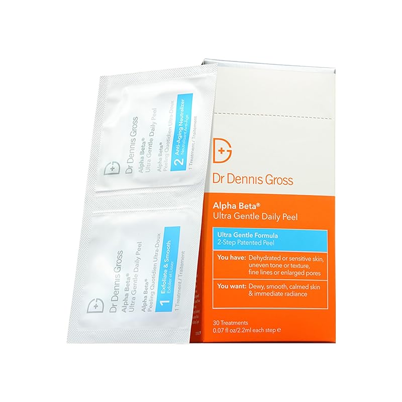 Dr Dennis Gross Alpha Beta Ultra Gentle Esfoliante Diário em Duas Etapas, Pacote com 30 unidades