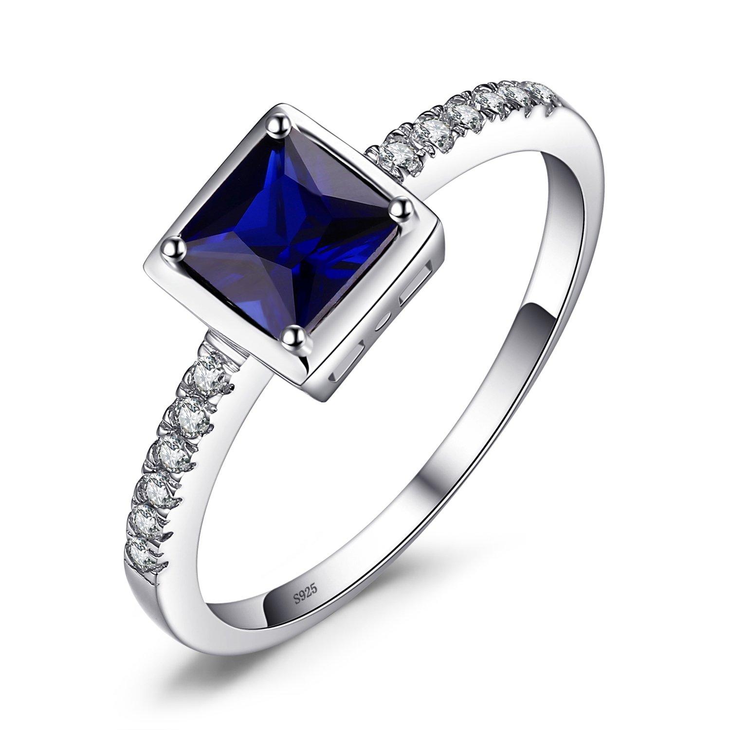 JewelryPalace Anillo Mujer Plata Oro 14k Oro Rosa, Anillos de Compromiso Zafiro Azul Creado Esmeralda Verde Simulado, Anillos Promesa Piedra Preciosa, Anillos Niña Circonita Joyas de Mujer
