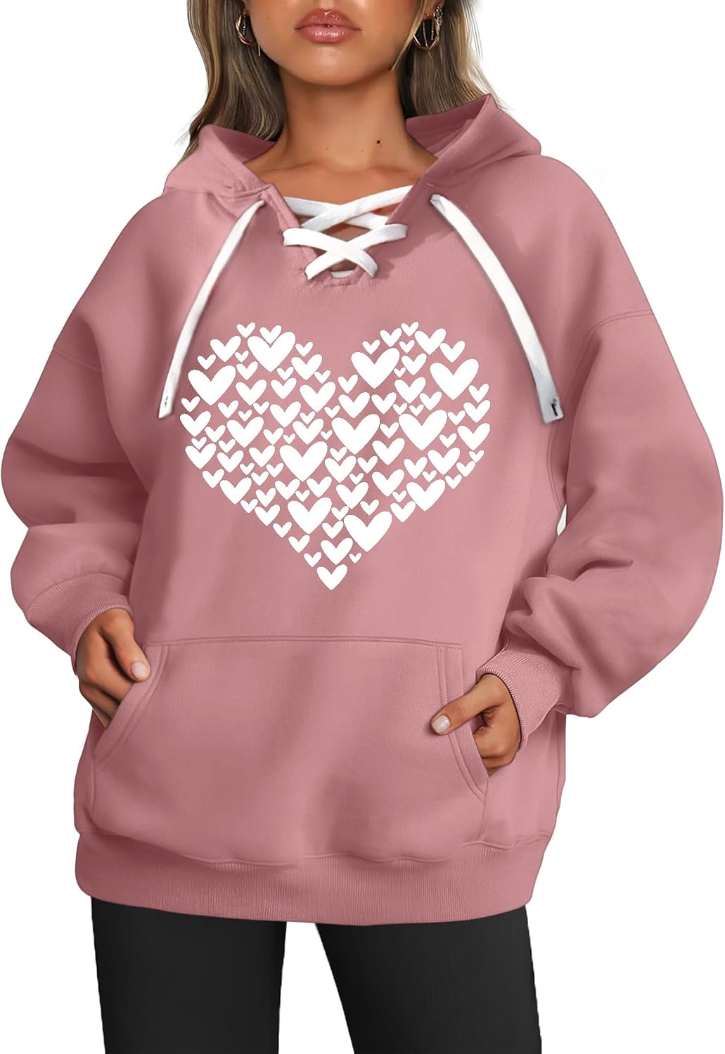 ELDPS Casual Sweatshirt for Women: Funny Love Heart Graphic Long Sleeve Pullover Top