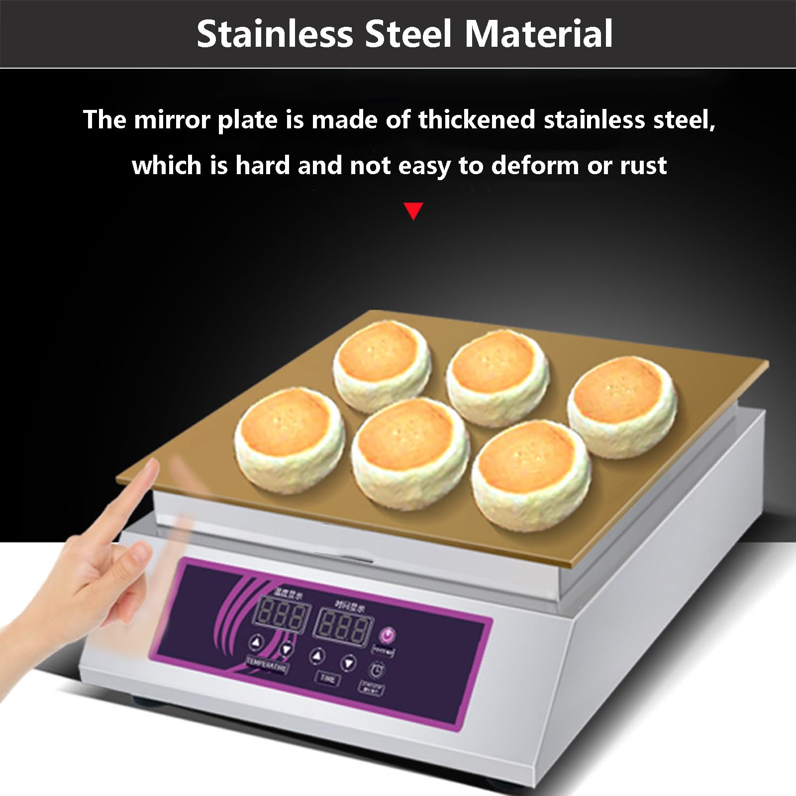 Muffin Maker Elettrico a Testa Singola in Acciaio Inox, Macchina per Il Pane da banco, Piastra riscaldante Antiaderente da 1300 W, Grill per Cena in Famiglia, Uso Domestico,
