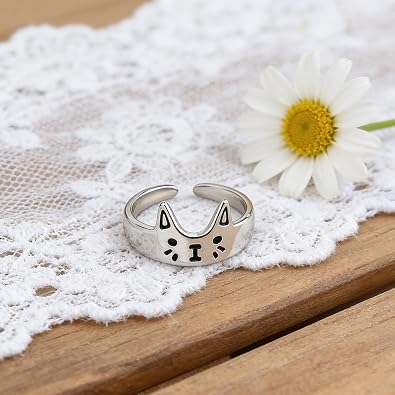 Cute Cat Rings for Women Animal Cat Open Ring
