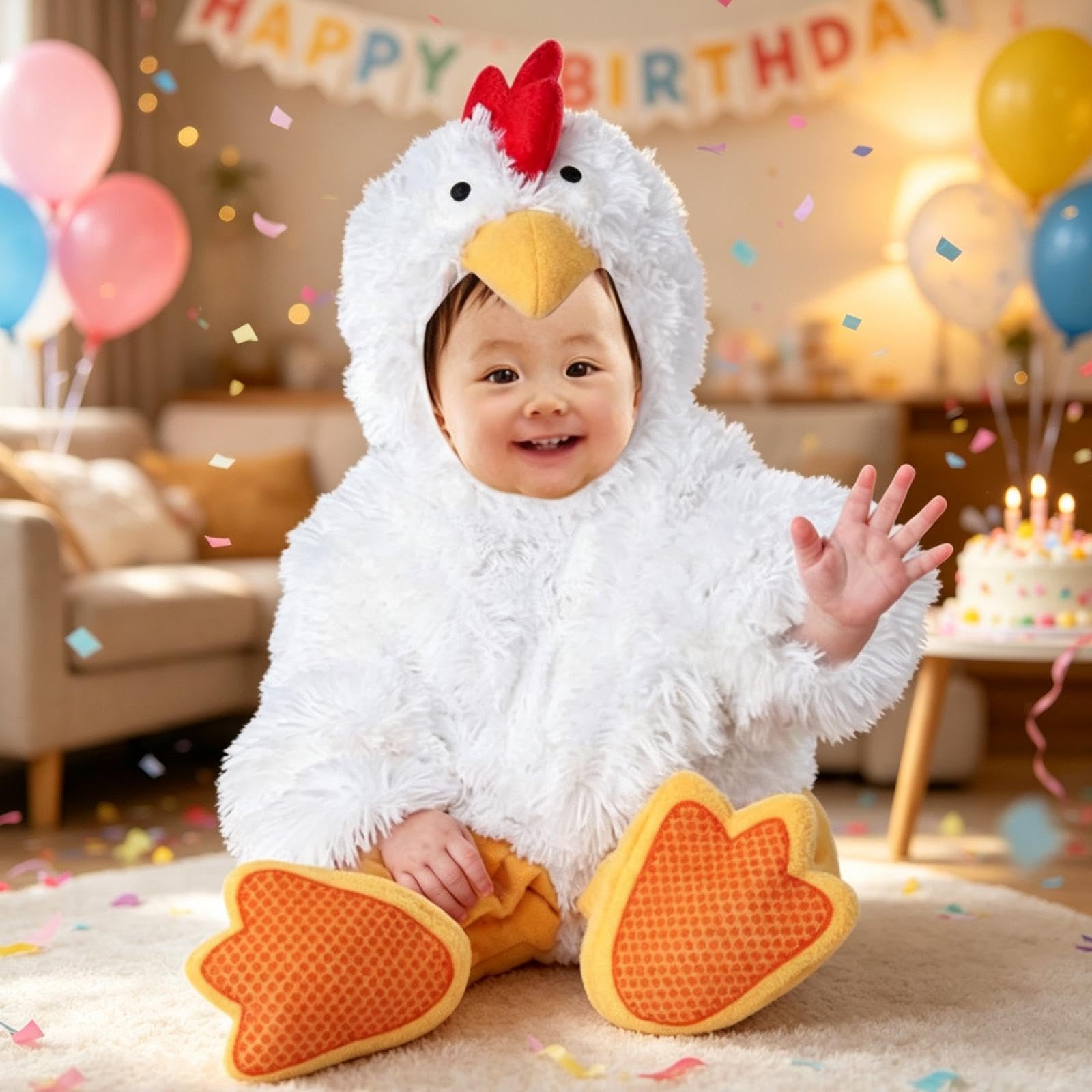 Harilla Costume da Cucciolo di Animale, Tuta Cosplay, Accessorio Divertente e Originale per Halloween, Tutina con Cappuccio per spettacoli teatrali e Festivi, Pulcino, M