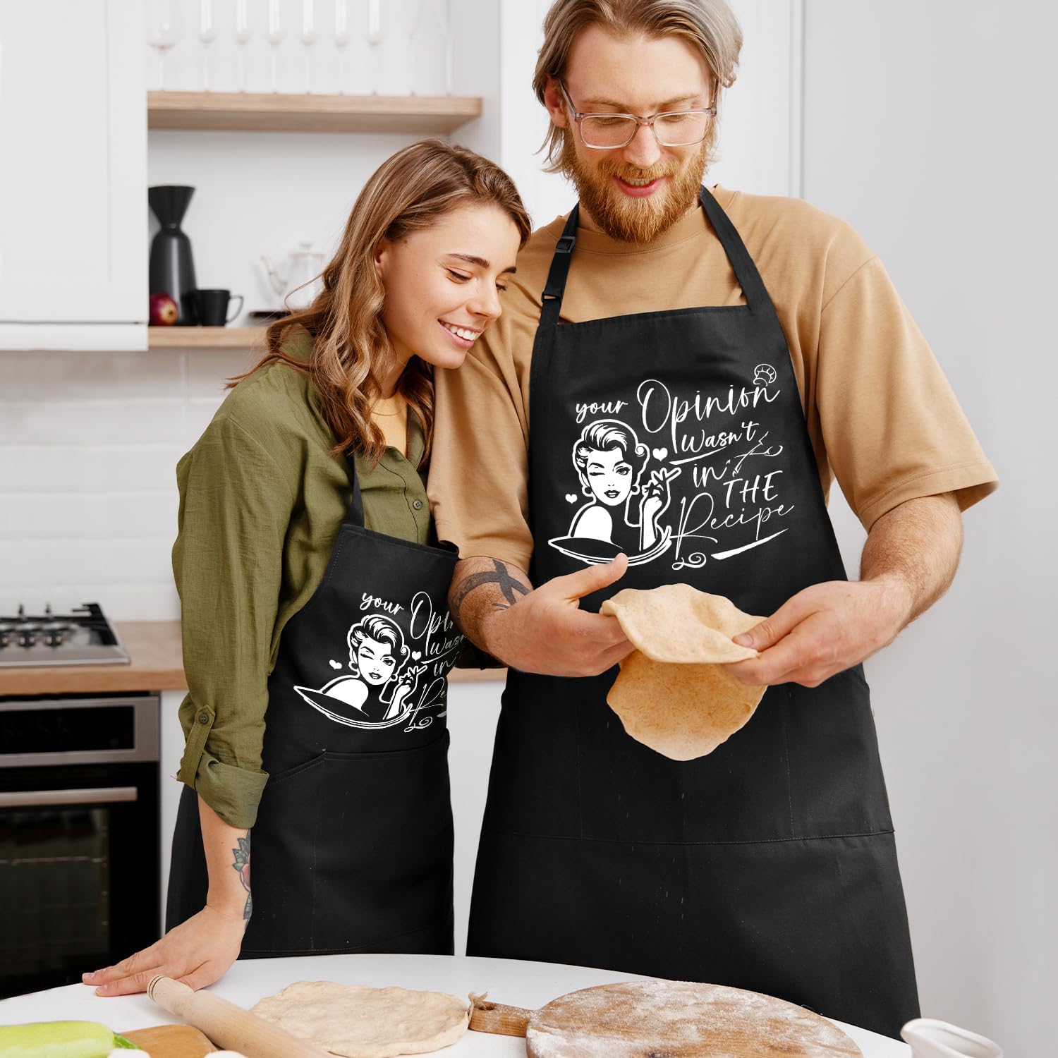 ファニーシェフエプロン 男性用 父の日の誕生日ギフト ブラックエプロン ポケット2つ付き - YT0375