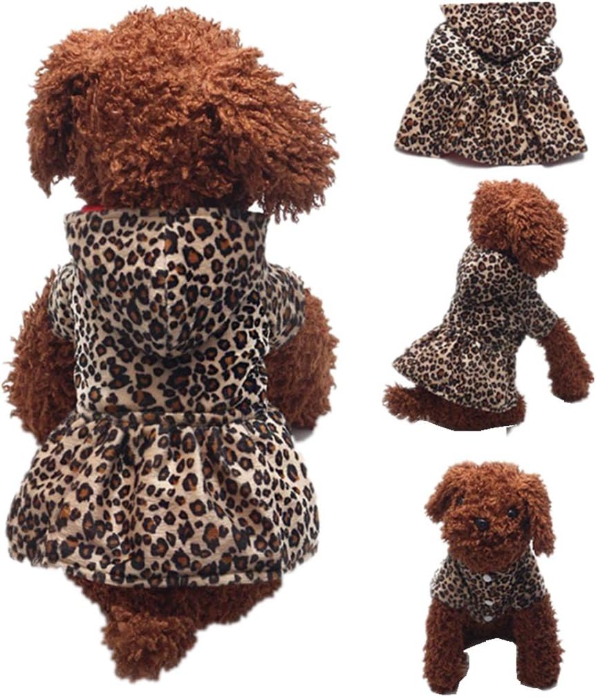 AMA(TM) 2017 Hot Pet Hoodie Pet Puppy Small Dog Winter Warm Clothes Chihuahua Hooded Leopard Dress Hoodie Doggy Jacket Coat Outwear…