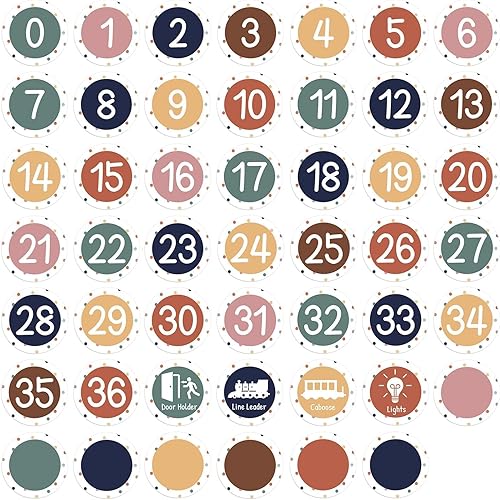 48 calcomanías de números bohemios para decoración de aula, coloridos mini puntos, marcadores de puntos, etiquetas bohemias para aula, recortes para