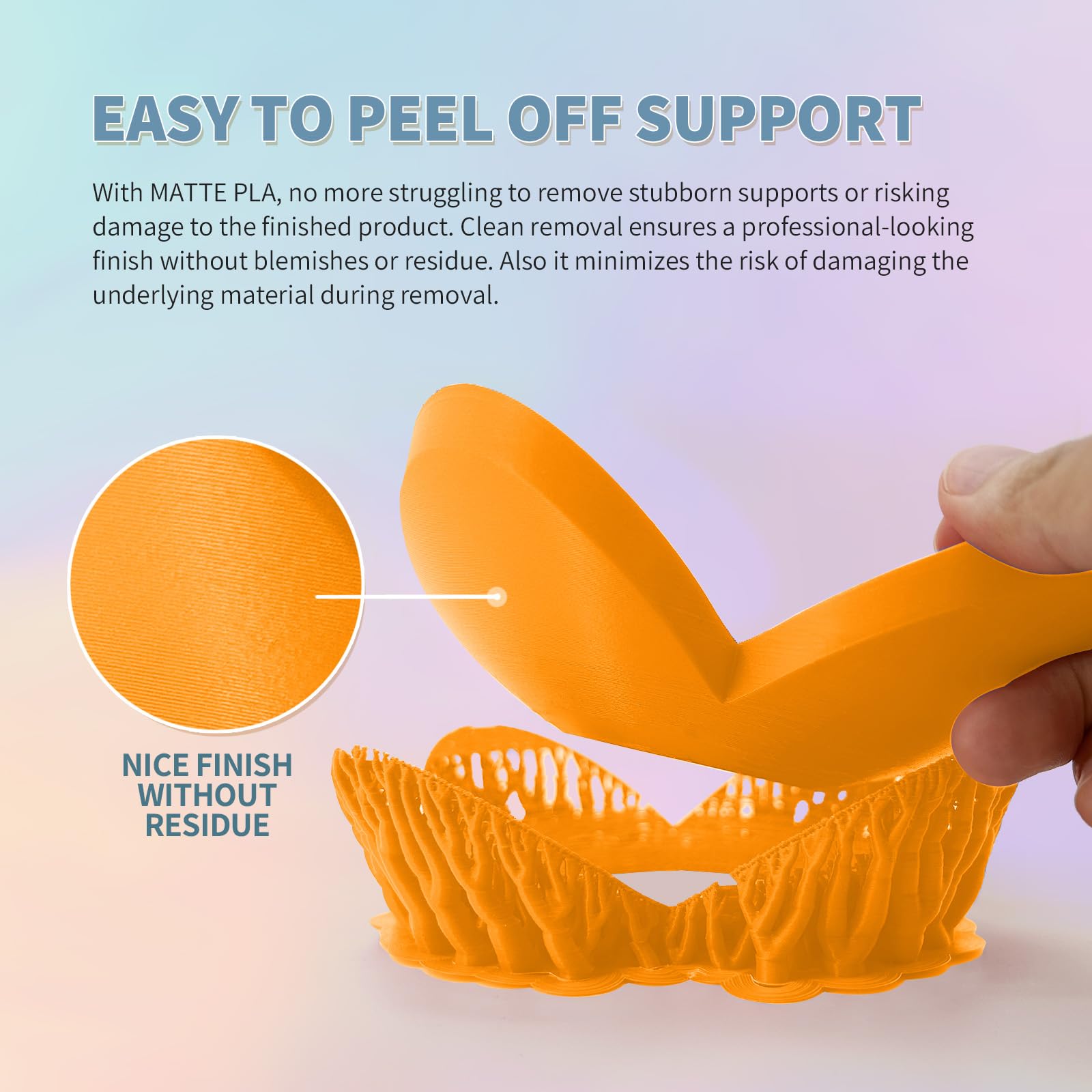 OVERTURE Filamento Matte PLA 1.75mm, 1kg Bobina (2.2lbs) Opaco PLA Filamenti per Stampante 3D, Neatly Wound Filamento Precisione Dimensionale +/- 0.02 mm, Matte Arancia