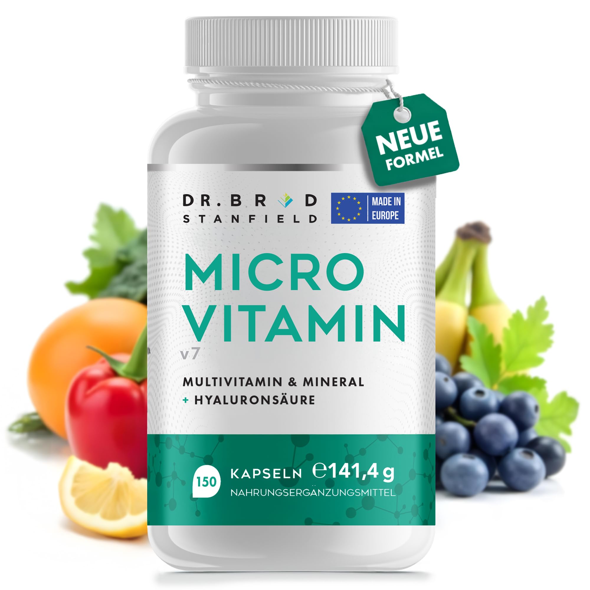 Methyliertes Multivitamin + D3/K2 + Hyaluronsäure 150 Kps | B-Komplex (P5P, Methylfolat, Methyl-B12) + chelatierte Glycinat-Mineralstoffe + Magnesiumtaurat + TMG + Cholin + Bor