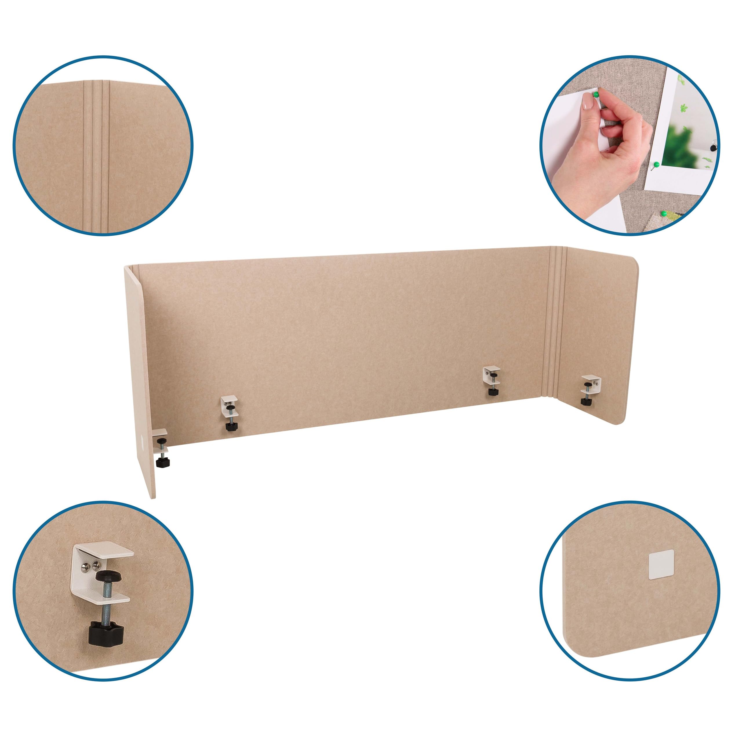 HJH Office Parete divisoria Acustica per scrivania FLEXMIUT U Schermo Privacy Utilizzabile Come Parete divisoria angolare o Frontale, Grigio
