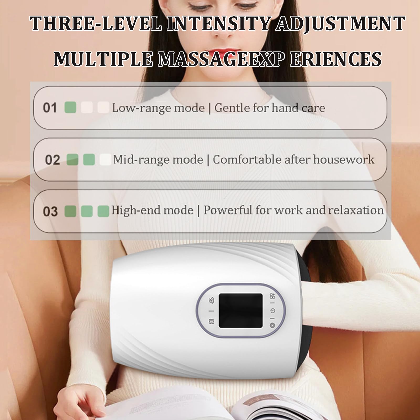 Masajeador Eléctrico De Manos Con Compresión Y Calor, Con Terapia De Puntos De Presión, Para Artritis,Síndrome Del Túnel Carpiano Y Entumecimiento De Dedos,Masaje Shiatsu,3 Niveles De Intensidad