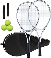 UUBEMM Lightweight Tennis Racket Set for 2 Players - Aluminum Racquets with Bag, Grips & Balls for Beginners & Adults