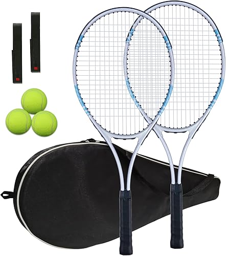 UUBEMM Raquetas de tenis para 2 jugadores recreativas para adultos, raquetas de tenis ligeras para entrenamiento de estudiantes principiantes, juego
