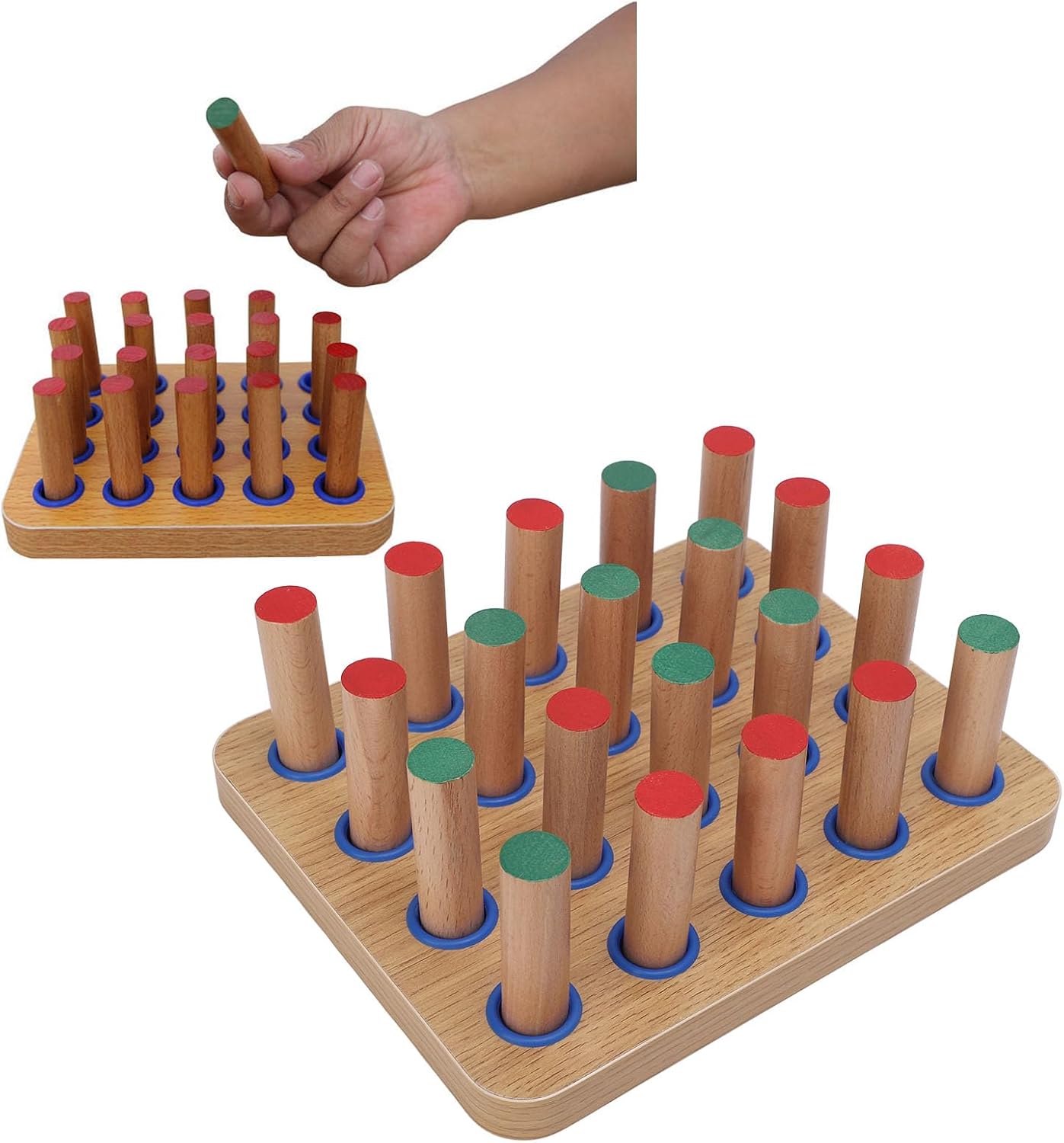 TARSHYRY 20-Hole Wooden Pegboard for Finger Dexterity Exercises,Easy Grip Pegs and Peg Board for Hand Exercise,Hand Eye Coordination