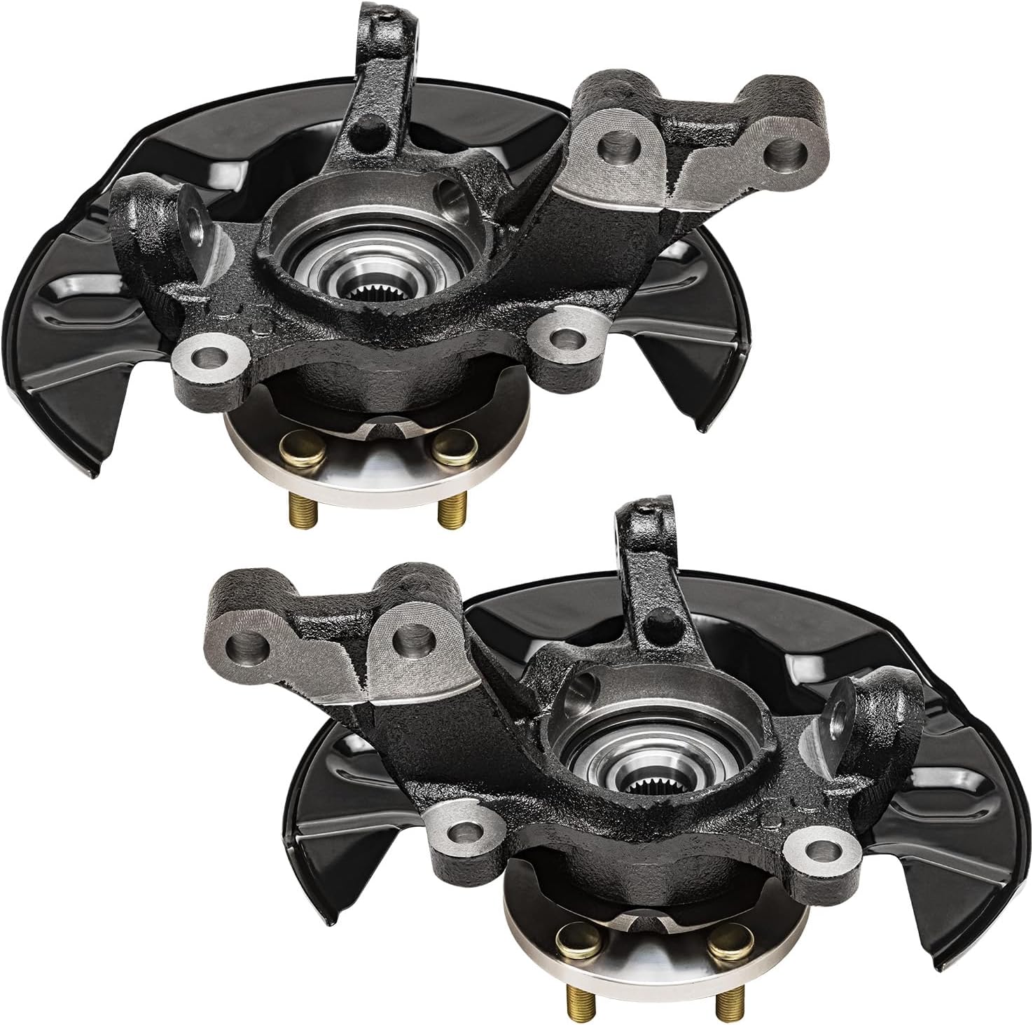 Detroit Axle - Front Steering Knuckles Rear Wheel Hub Bearings Assembly Replacement for 2003-2008 Toyota Corolla Non-ABS