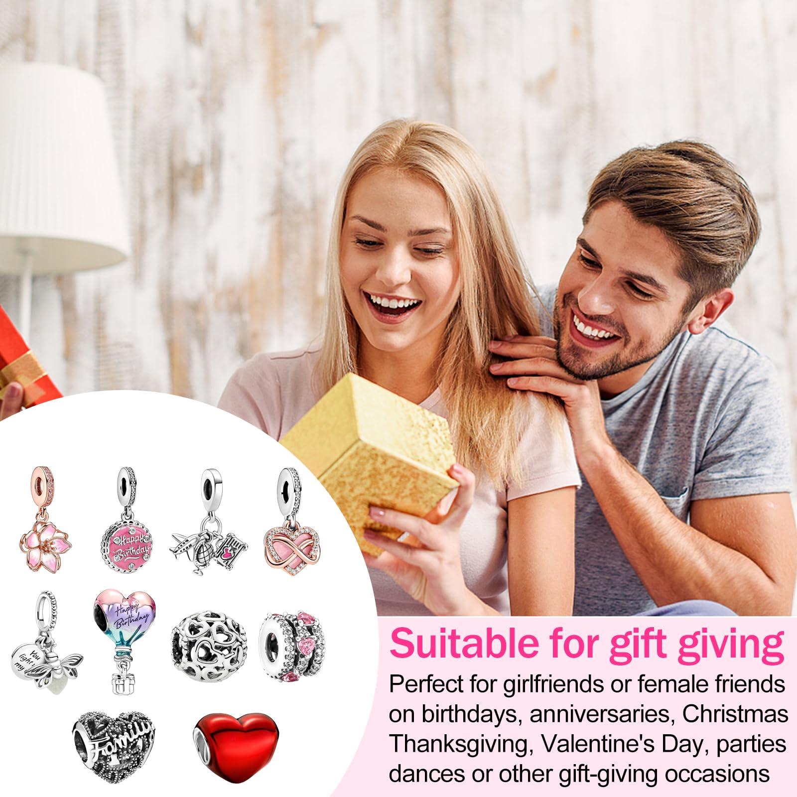 10 szt. Charms Charms Beads Women's Jewelry Compatible with European Bracelet Necklace Gift Charms for Christmas Birthday Women Family Friends Mama Teens Girls