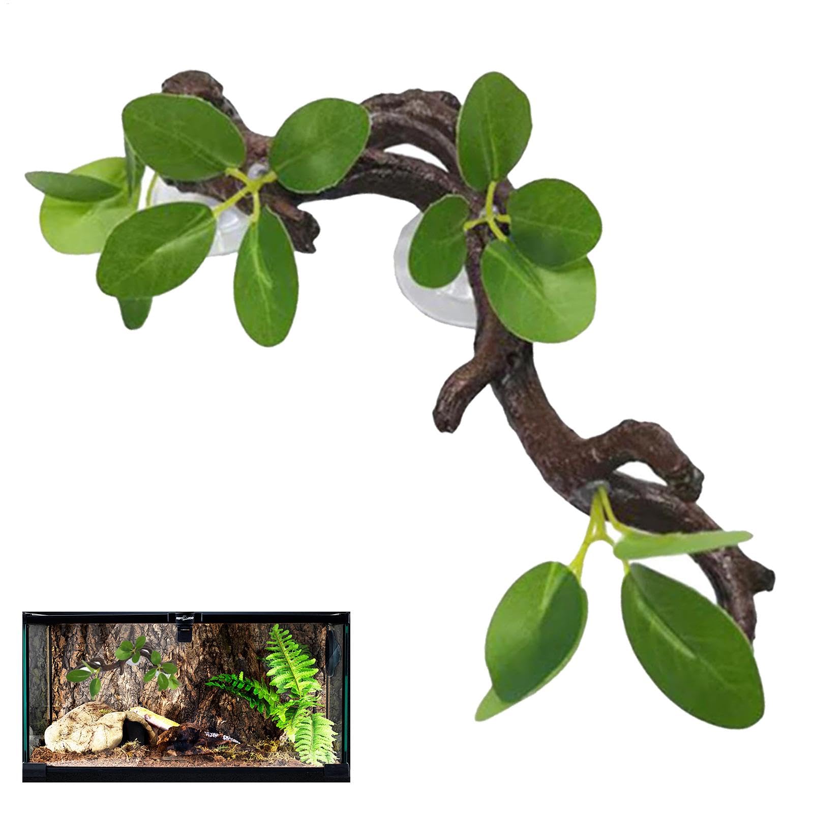 Árbol de Reptiles, Tronco de Reptiles con Ventosa, decoración de Jaula de camaleón, decoración de terrario de Serpiente, Accesorios de Tanque de para Dragones barbudos