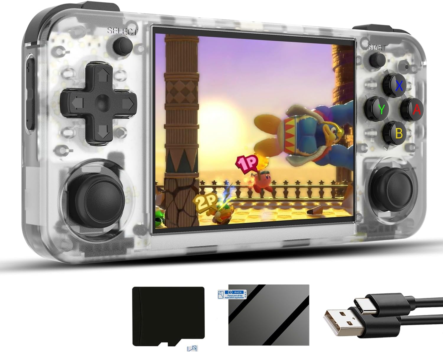RG35XX H Linux Retro Handheld Game Console 35xx H with a 64G Card Pre-Loaded 5570 Games,RG35XXH 3.5'' IPS Screen Supports 5G WiFi Bluetooth HDMI and TV Output