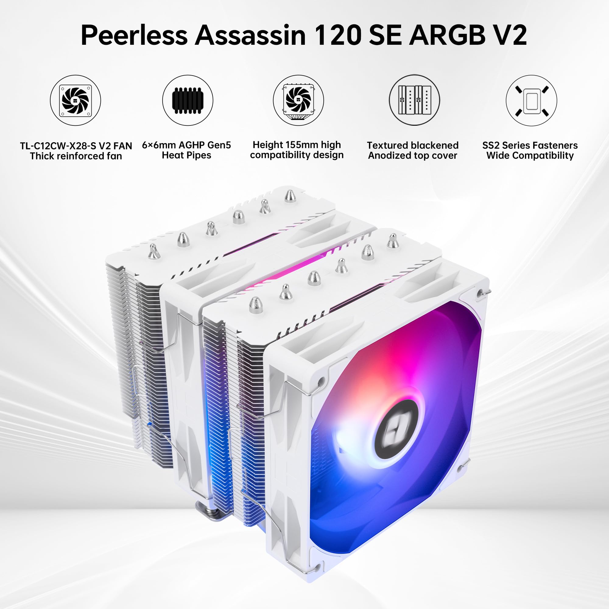 Thermalright Peerless Assassin 120 SE ARGB Blanc V2 Ventirad CPU 1850RPM