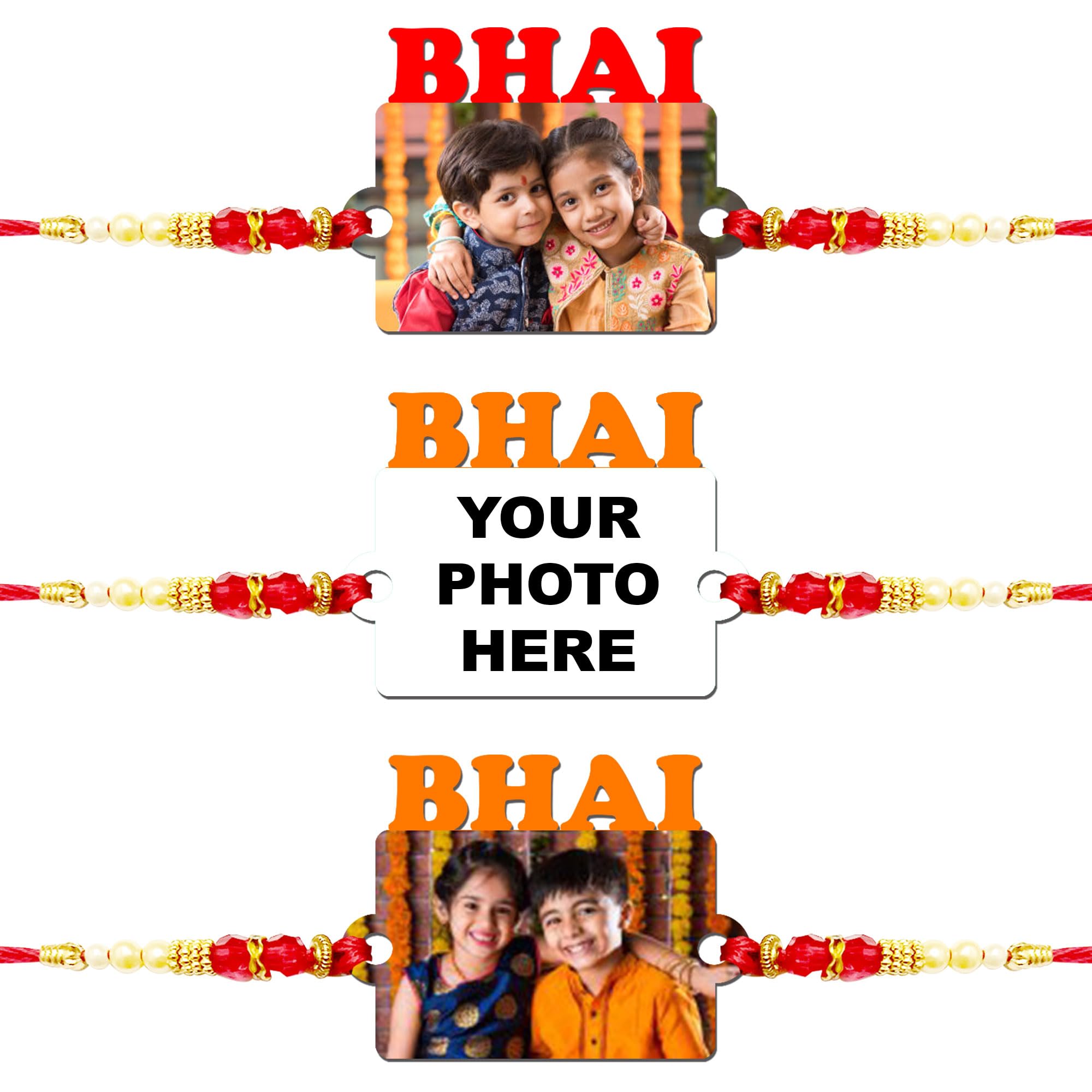 Personalized/Customized Rakhi for Brother - Set of 3 Photo Rakhis With Roli Chawal Set- Perfect Rakhis for Bhai Best For Every Age Kids to Adults, Rakshabandhan Gift Rakhi For Brothers-image-30