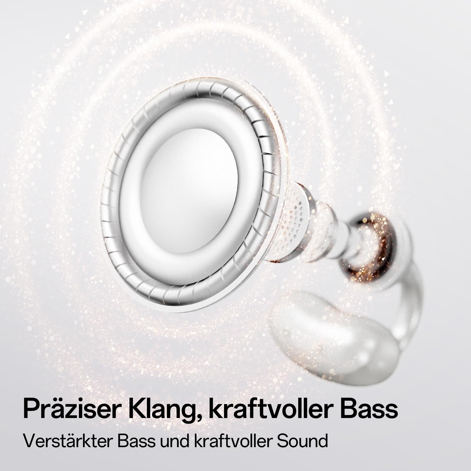 OpenRock E Open-Ear Kopfhörer Kabellos- Clip-On Ohrhörer - 4G Leichtgewicht - Bluetooth 6.0 - Starker Bass - 28h Spielzeit - KI Klare Anrufe - IPX4 Wasserschutz- App Steuerung- Bluetooth Earbuds