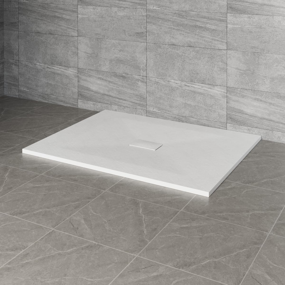 NRG 1400x1000mm White Rectangle Shower Base Tray SMC Slate Effect Slip-Resistance Bathroom Shower Enclosure Tray — image 1