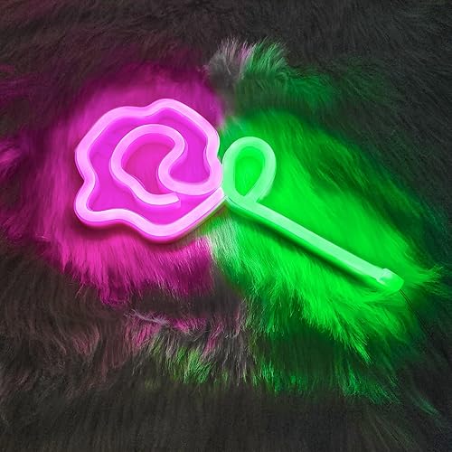 Miniatura 5 de ENUOLI Letrero de neón LED rosa rosa, alimentado por USBbatería, 11 x 5.5 pulgadas, decoración del hogar, lámpara de fiesta, regalo del día de San