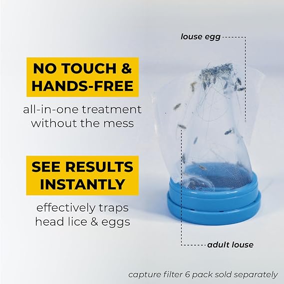 A1 Rechargeable Chemical-Free Lice Removal Electric Comb, Pack of Refill Filters, Natural Head Lice Solution for Children & Adults, Electric Lice Vacuum Comb, for All Hair Types, Gentle Lice Care