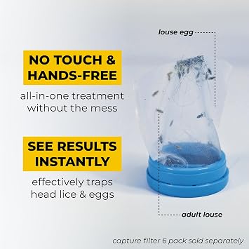 A1 Rechargeable Chemical-Free Lice Removal Electric Comb, Pack of Refill Filters, Natural Head Lice Solution for Children & Adults, Electric Lice Vacuum Comb, for All Hair Types, Gentle Lice Care