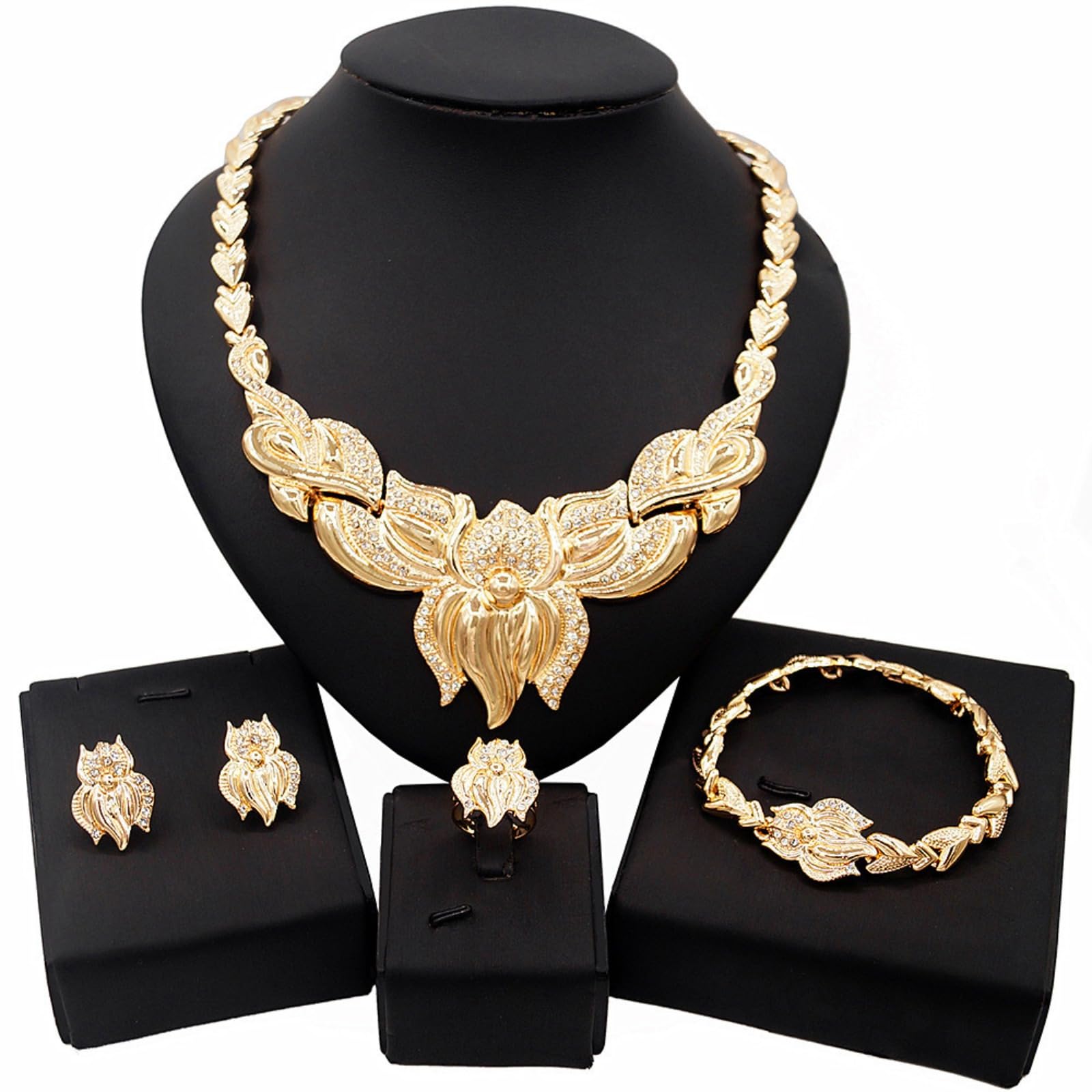 4 Pcs Brillentoweżki set do pani w zimnej smoczkowej szlachetności krawędź do rękawu, kolka do kątowania i parałek do okrągłych pierścieni do婚禮、晚宴、派對女士