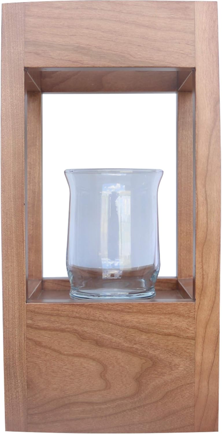 Lifesong Milestones Funeral Keepsake Cremation Urn for Human Ashes Memorial Lantern - Sympathy Solid Cherry Wooden Candle Holder - 6.5” x 6.5” x 13” (in Memory)