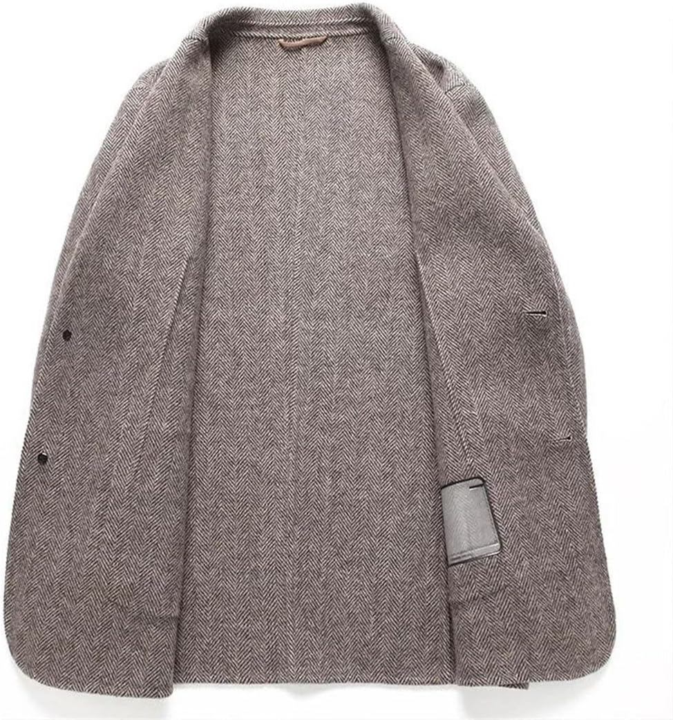 Men's Double Sided Wool Blazer Jacket Turn Down Collar Handmade Fall Winter Coat Plus Size