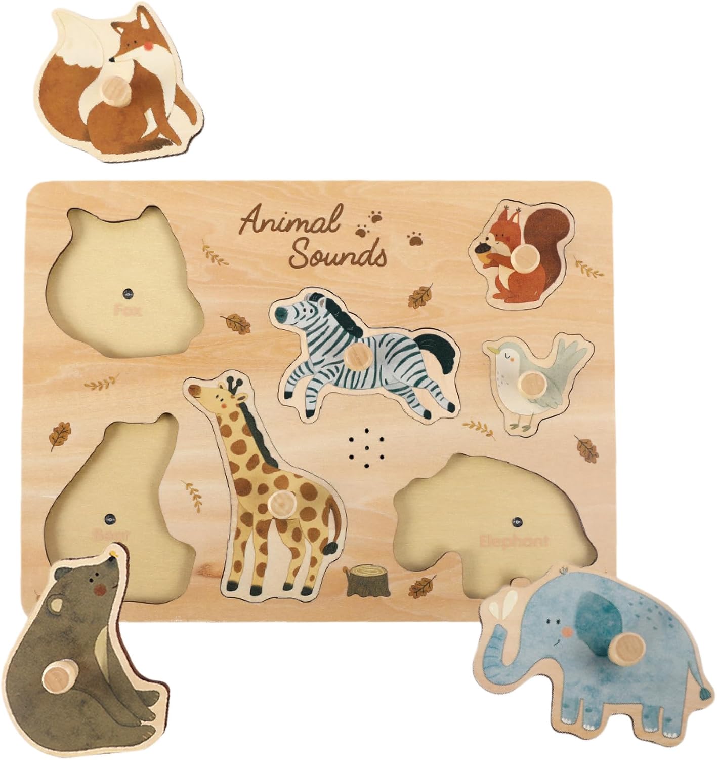 Freniland Farm Sound Puzzle for Toddlers, Wooden Farm Animal Puzzle with Realistic Sounds, Montessori Learning Toy for 18M+