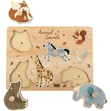 Freniland Wooden Animal Sound Puzzle for Toddlers 1-3, Montessori Farm Toy with Real Sounds, Early Learning Toy, for Boys Girls 18 Months+