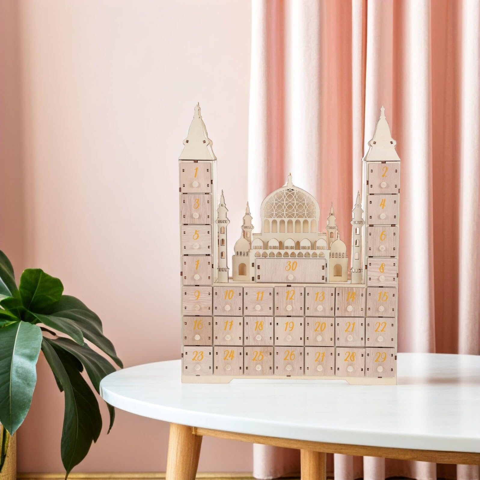 Ramadan Adventskalender mit 30 Schubladen Kompakter 30 Tage Countdown Kalender für Ramadan Partydekoration und Muslimische Haushalte